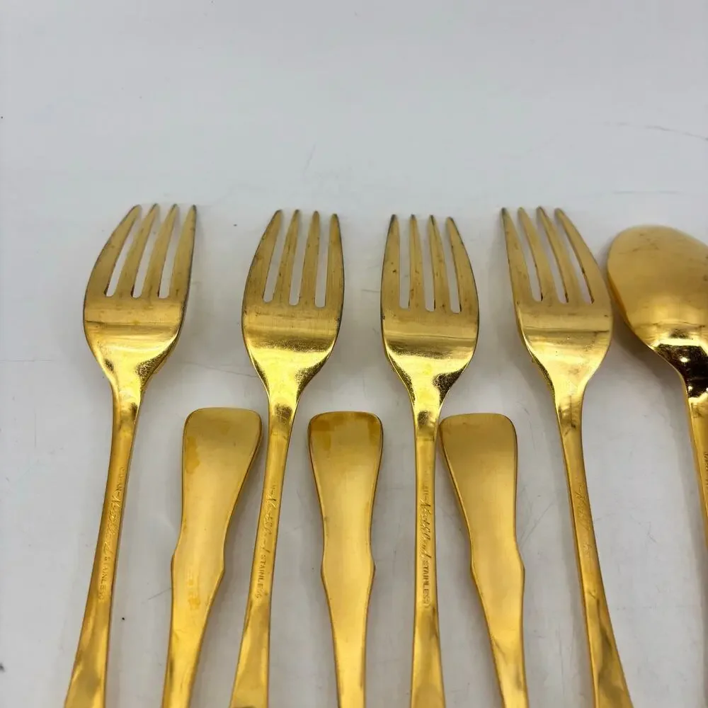 Northland Stainless Gold Spoons Forks Japan 18 Pcs Cottagecore